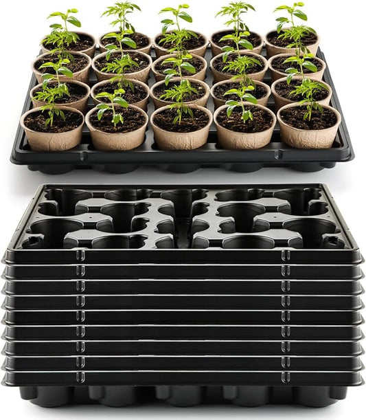 20 Cell Plant Trays for Carrying 3 inch Round Nursery Pots, Sturdy Plastic Trays Suitable for