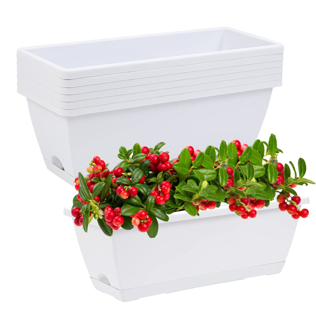 CHUKEMAOYI Window Box Planter, 7 Pack Plastic Vegetable Flower Planters Boxes 17 Inches Rectangular