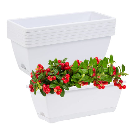 CHUKEMAOYI Window Box Planter, 7 Pack Plastic Vegetable Flower Planters Boxes 17 Inches Rectangular