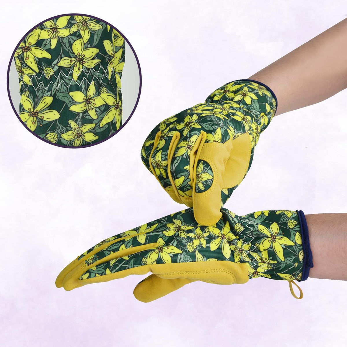 Womens Gardening Weeding Working Gloves, Leather Garden Glove for Women Thorn Proof No Stab for
