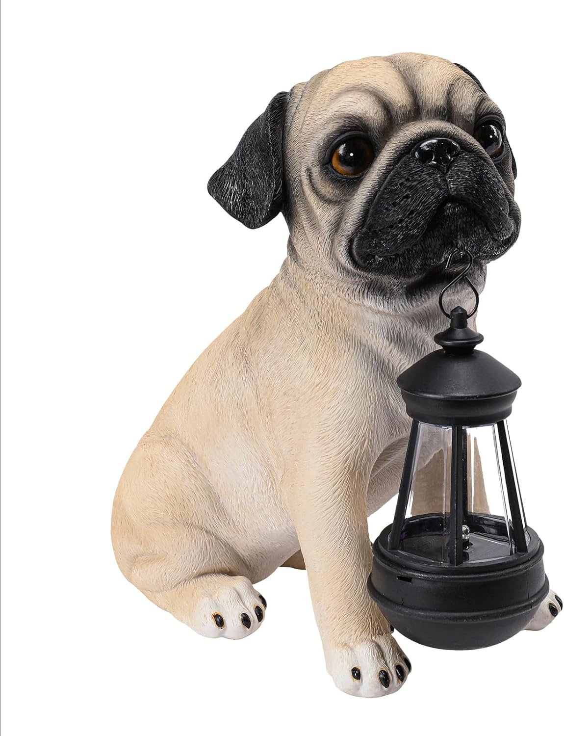 Afirst Solar Dog Garden Statue with Solar Lantern Outdoor Garden Pug Statues Figurines Lights