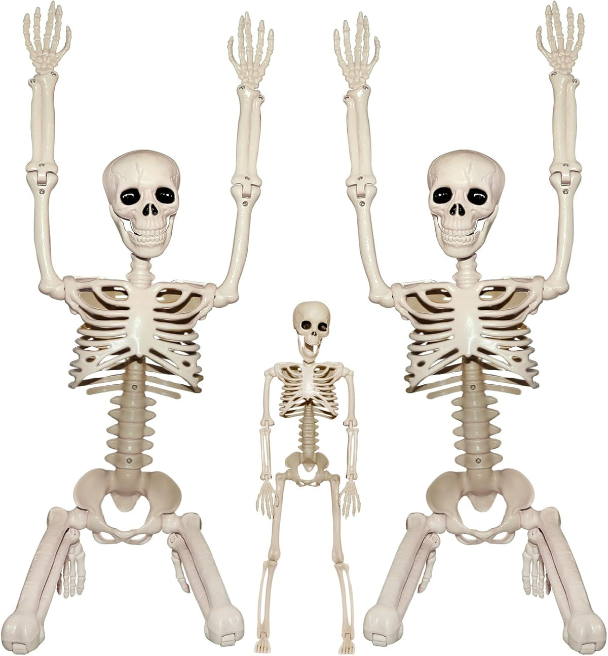 Skeleton Halloween Decorations Outdoor Indoor - 2Pcs 36" 1Pcs 16" Posable Plastic Skeleton, Movable