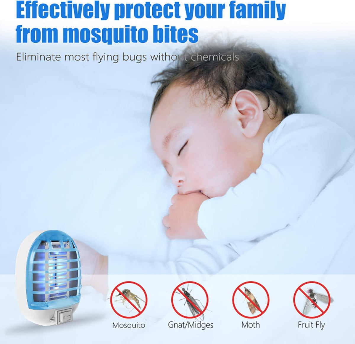 6 Pack Bug Zapper Indoor, Electronic Mosquitoes Killer Zapper with Blue Lights for Living Room
