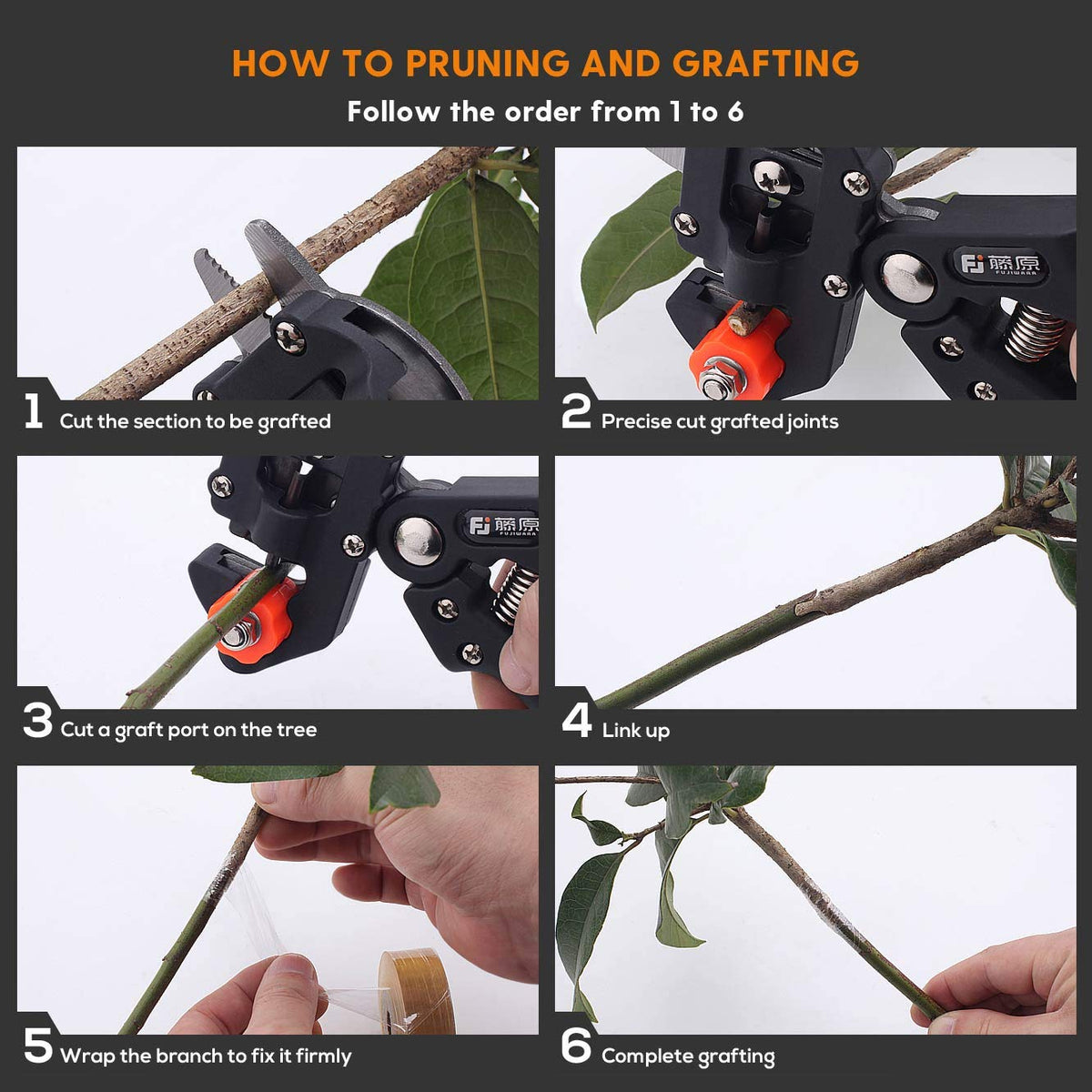 FUJIWARA Garden Grafting Tool, Multifunctional Pruning Scissors Kit, U-Graft/V-Graft/Omega-Graft