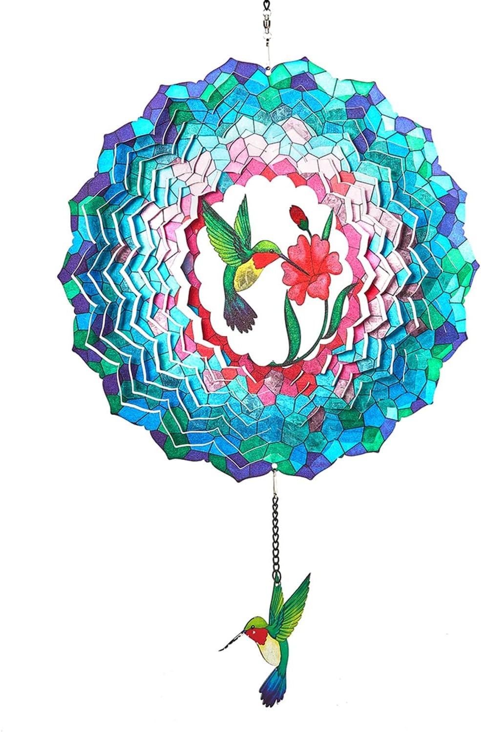 Wind Spinners Hanging, 12 Inches 3D Kinetic Hummingbird Wind Spinner for Yard and Garden Decor