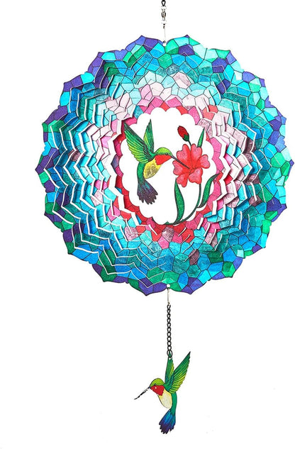 Wind Spinners Hanging, 12 Inches 3D Kinetic Hummingbird Wind Spinner for Yard and Garden Decor