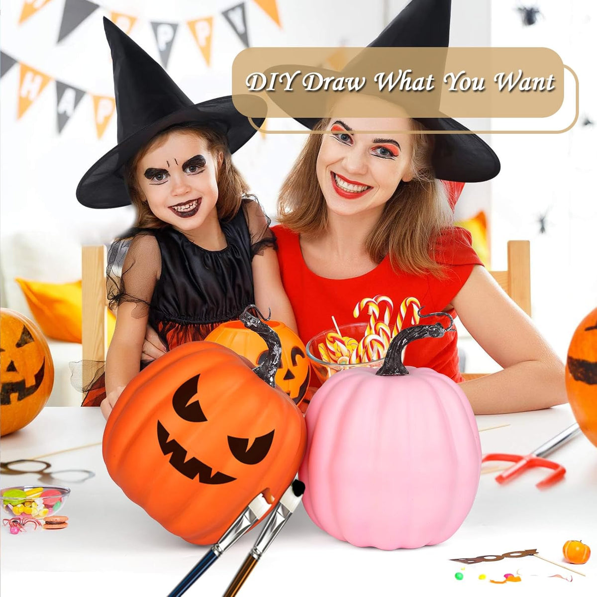 Artmag 6 Inch Large Artificial Pumpkins, 4PCS Big Colorful Pumpkins Faux Foam Harvest Pumpkins for