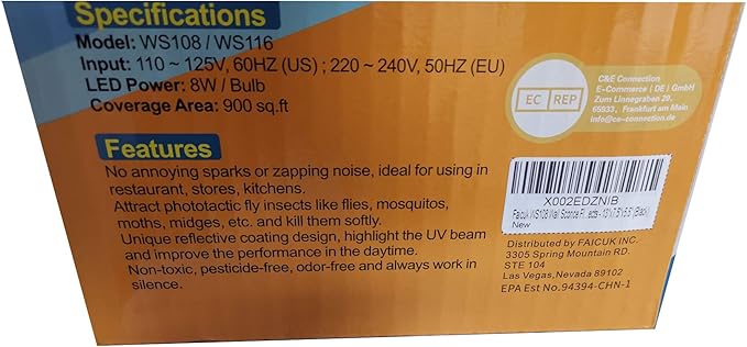 Faicuk WS108 Wall Sconce Fly Light Trap for Capturing Flies, Moths, Gnats, Mosquitos and Other