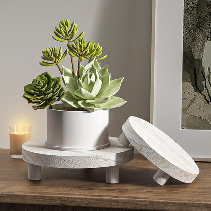 3 Pcs Wood Plant Stand Indoor Outdoor, Round Wood Riser for Decor 6/8/10" Wooden Stool Display