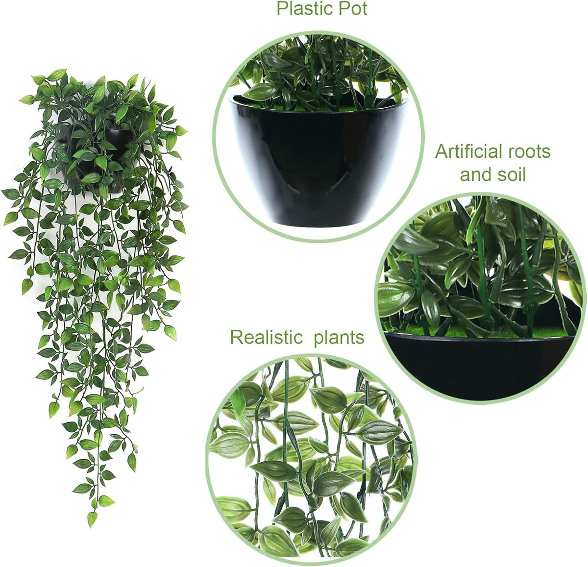 Artificial Hanging Plants,1 Pack Fake Wall Plants,Faux Mandala Vines Potted Plants,Plastic Greenery