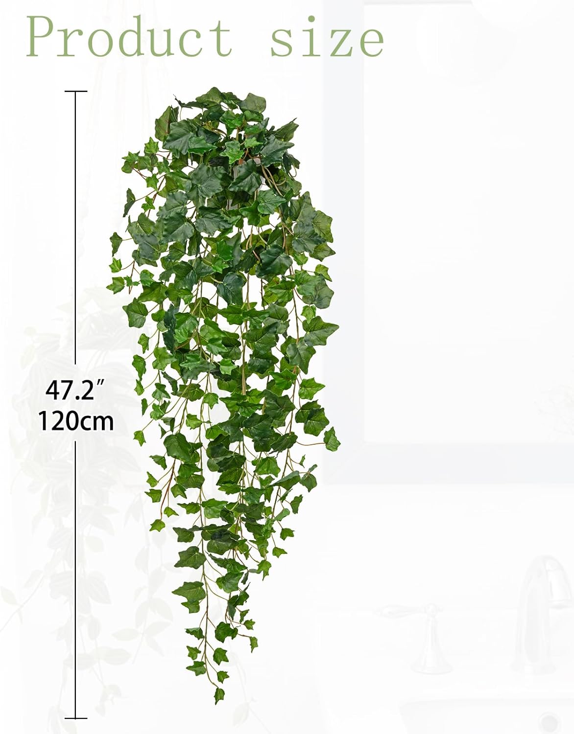 Hollyone Artificial Hanging Plants Wall Potted 47.2" Fake Ivy Vine Faux Ivy Leaves Hanging Greenery