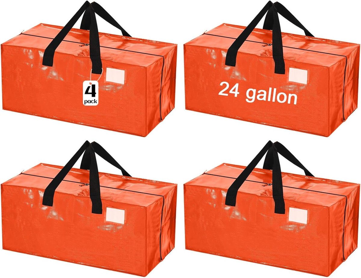 4 Pcs 24 Gallon Large Moving Bags with Zipper and Handles Foldable Storage Duffle Bags Heavy Duty