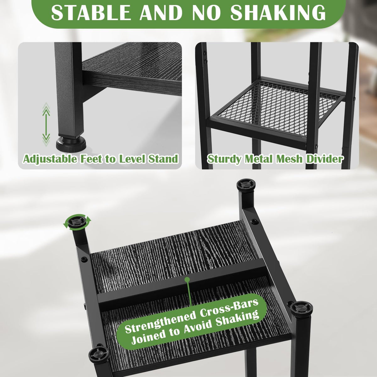 Extra Tall Plant Stand Indoor,40 Inch Plant Stands,3 Tier Metal Plant Stand with Heavy Duty Wood