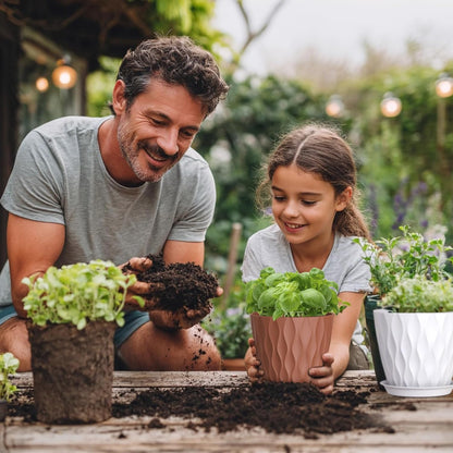 7 inch Plant Pots for Indoor Outdoor Plants, 5 Pack Thick Nursery Pots with Drainage Holes and