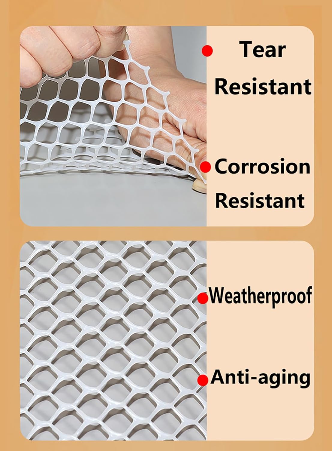 XIFENG Plastic Chicken Wire Mesh Fence Roll, Plastic Fencing Poultry Fencing Netting for Garden