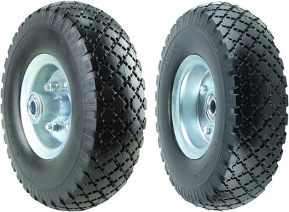 KF4003 Twin Pack 10-Inch Solid Rubber Tire Wheels Replacement 3.00-4 Tires Wheels Flat Free with