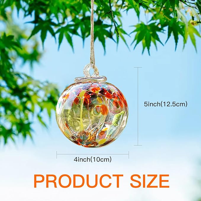 Yao Yuan 4 Inch Garden Hanging Gazing Ball Hand-Blown Glass for Hanging Gardens Window Outdoor
