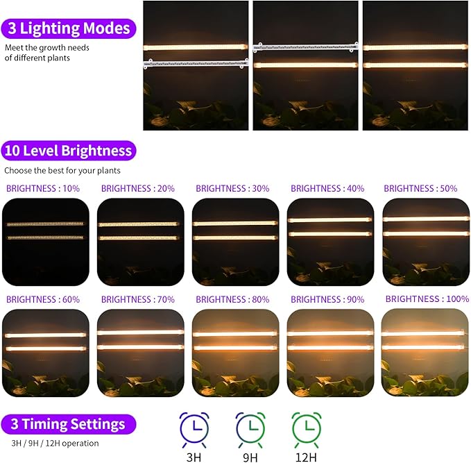 LED Grow Light Strips, Full Spectrum 3500K Plant Growing Lights for Indoor Plants, Plant Lamp for
