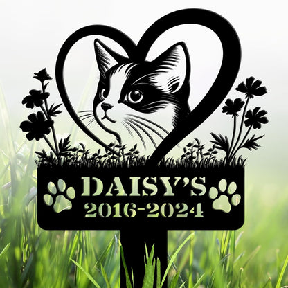 Custom Pet Grave Makers Cat Outdoor, Personalized Cat Memorial Headstones and Grave Makers for Pet