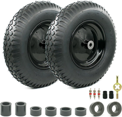 2-Pack of 4.80/4.00-8 Pneumatic Tire and Wheel,2PR (Air Filled)- 5/8"or 3/4" Powdered Metal
