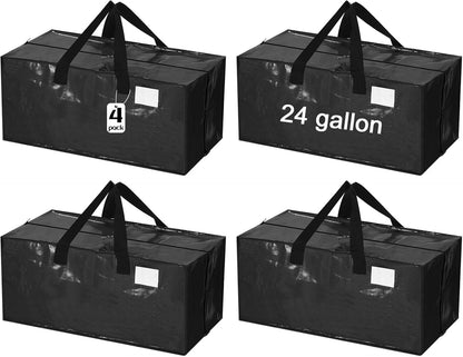 4 Pcs 24 Gallon Large Moving Bags with Zipper and Handles Foldable Storage Duffle Bags Heavy Duty