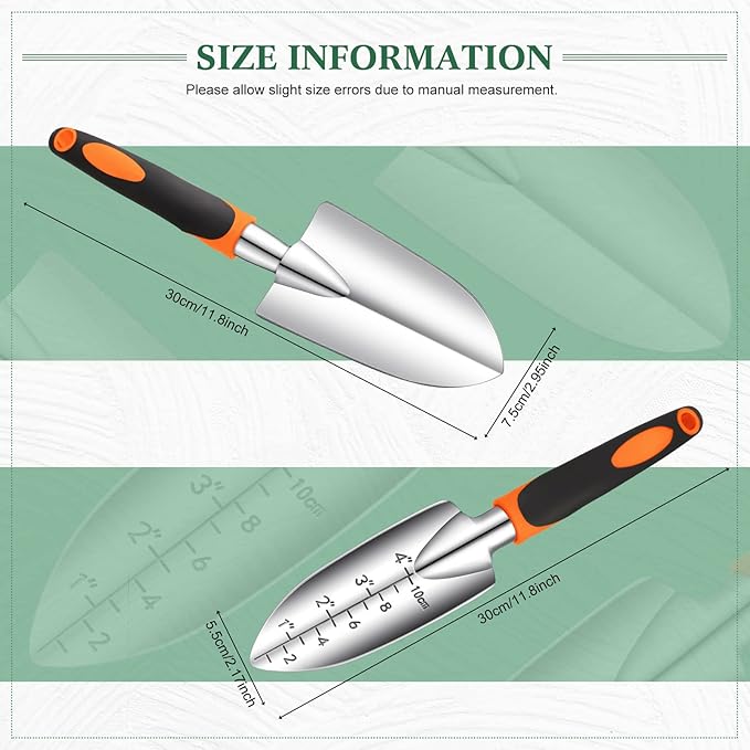 Honoson Garden Hand Trowel Transplant Trowel with Measurements Aluminum Alloy Planting Tools with