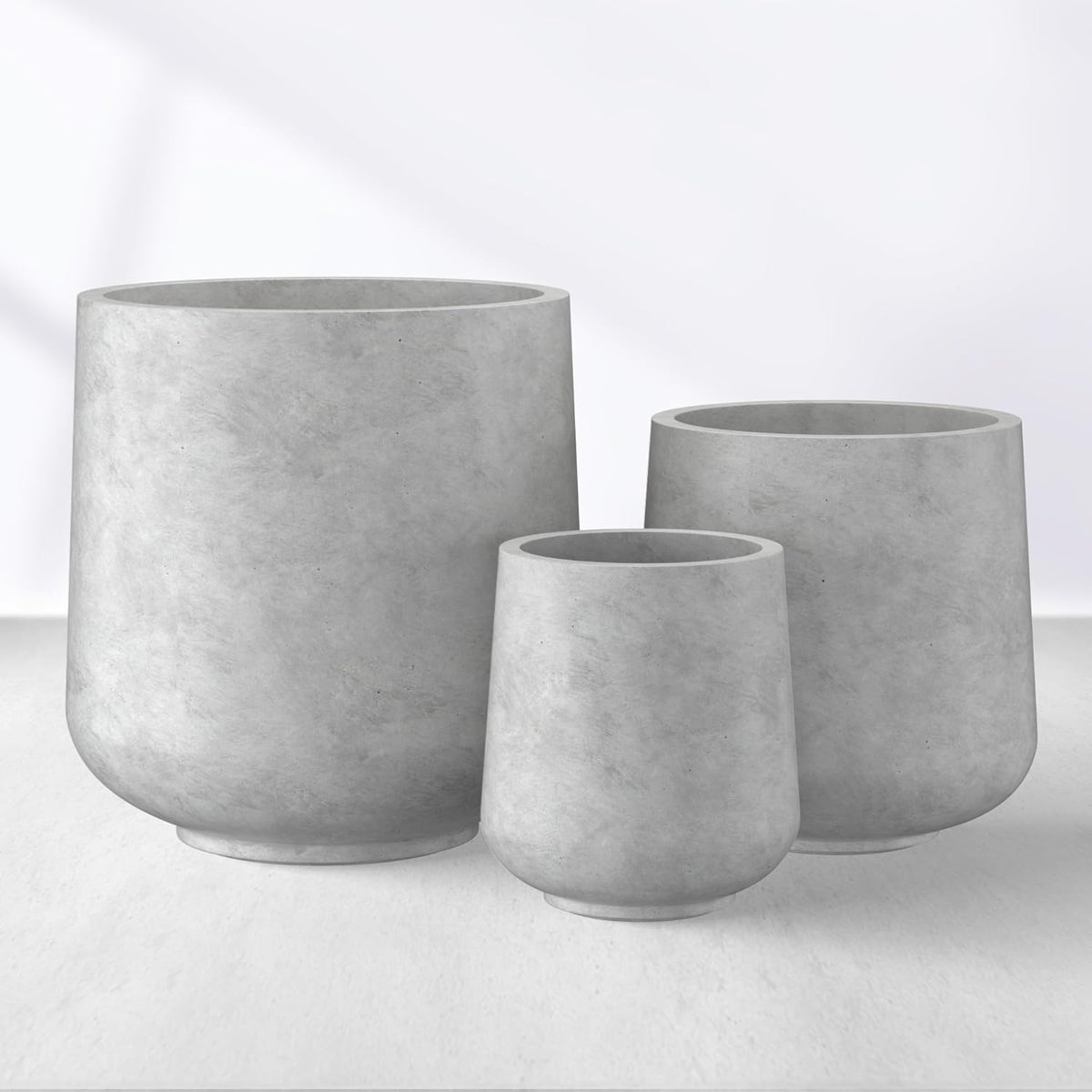 Kante 15.3"+11.6"+8.2" Dia Round Concrete Planter, Large Outdoor Indoor Planter Pots Containers
