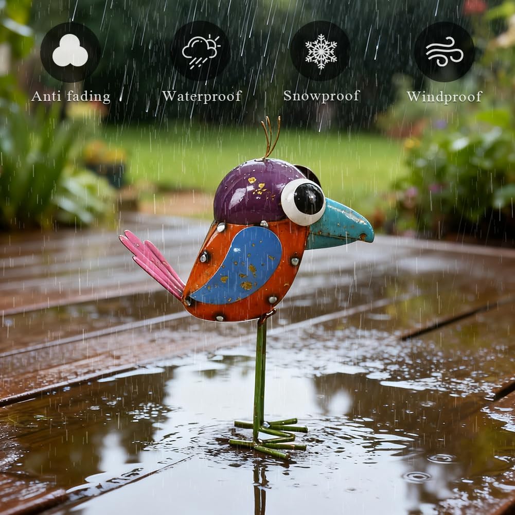 Metal Sparrow Garden Statue -Sparrow Decor Outdoor Sculptures -Garden Decor for