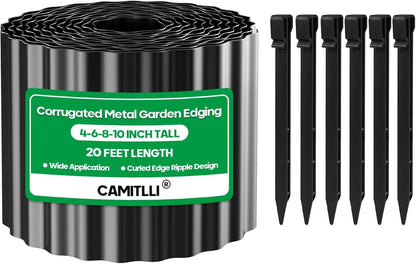 Corrugated Metal Garden Edging,Sturdy Tall Landscape Edging Borders with 6pcs Anchor Stakes