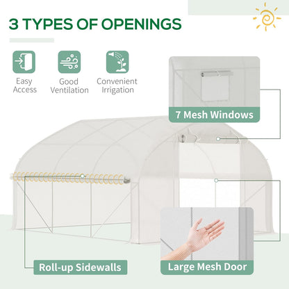 Outsunny 11.5' x 10' x 6.5' Walk-in Tunnel Greenhouse, Green House with Zippered Mesh Door, 7 Mesh