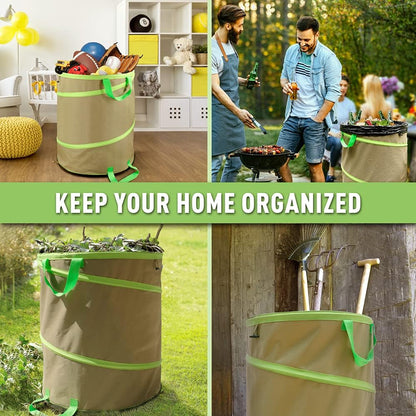 Colwelt Collapsible Garden Bag 47Gallon, Collapsible Leaf Bags with Hard Bottom, Heavy Duty Yard