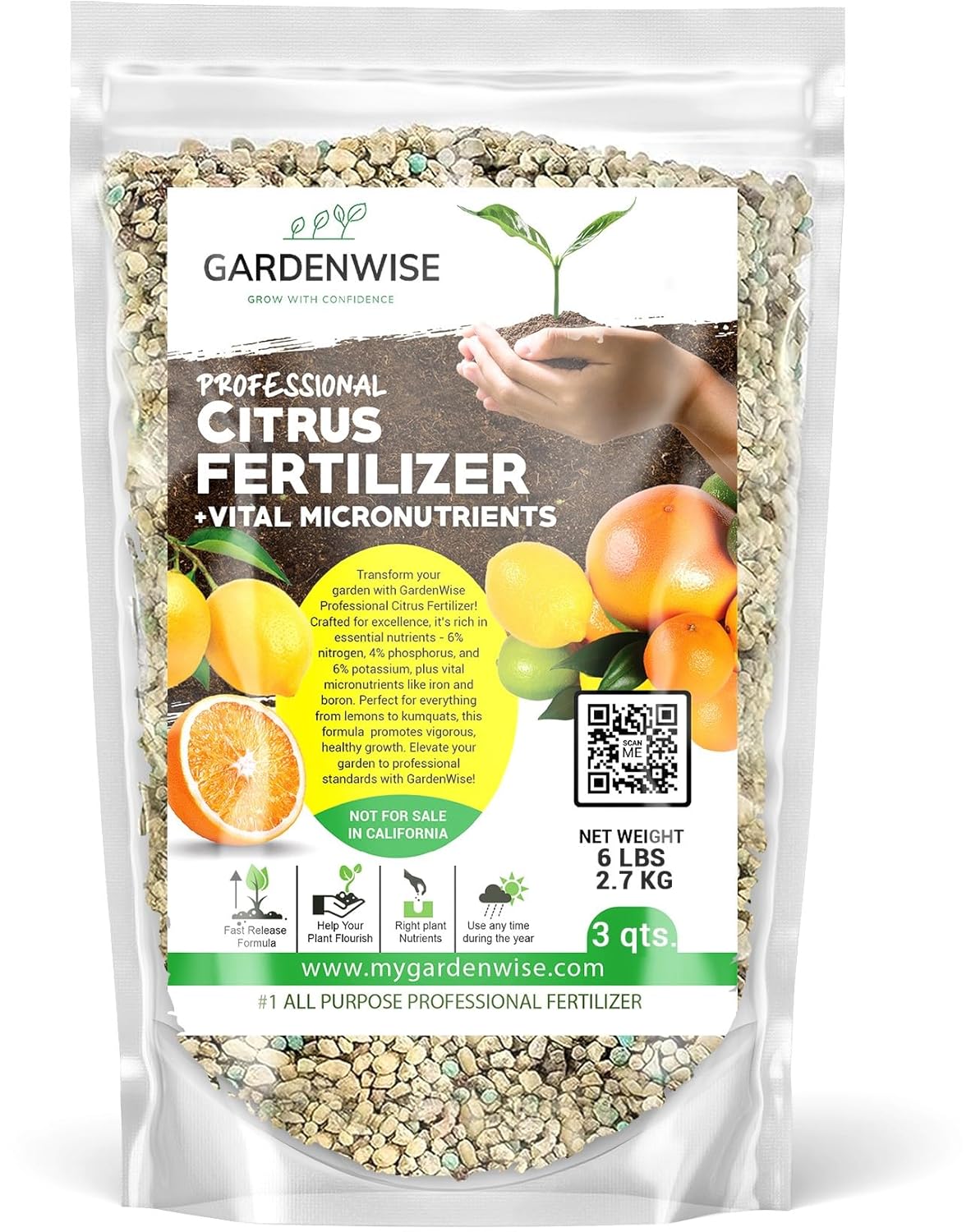 Professional Citrus Fertilizer + Vital Micronutrients; Perfect Balanced NPK for All Citrus; for