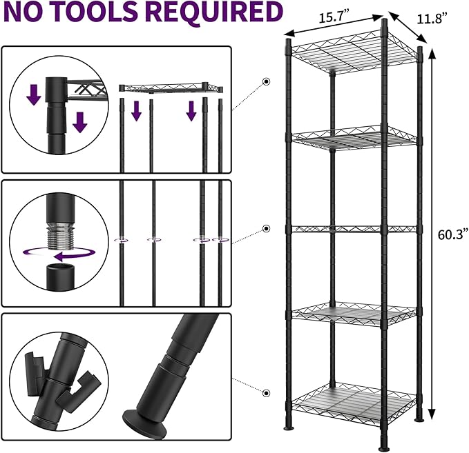 Plant Stand with Grow Lights, 5-Tier metal Plant Shelf with 4-Pack 40W Full Spectrum Grow Light