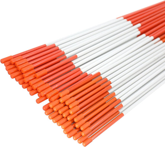 Driveway Markers Snow Stakes 48 inch Orange Plow Stakes Reflective Fiberglass, Pack of 25 for