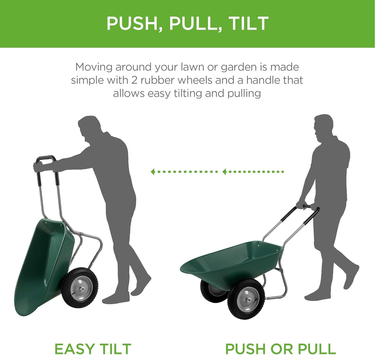 Best Choice Products Dual-Wheel Home Utility Yard Wheelbarrow Garden Cart w/Built-in Stand for