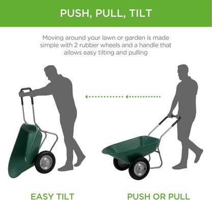 Best Choice Products Dual-Wheel Home Utility Yard Wheelbarrow Garden Cart w/Built-in Stand for