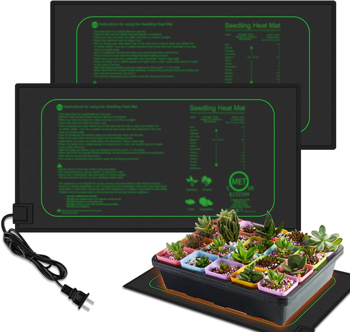 GYTF 21W Seedling Heat Mat for Seed Starting, 10" x 20.75" Waterproof Heating Pad for Indoor Plants