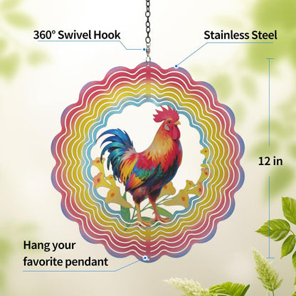 Wind Spinners Outdoor Chicken - Birthday Gifts for Women Mom Wife Grandma, Hanging Wind Sculptures
