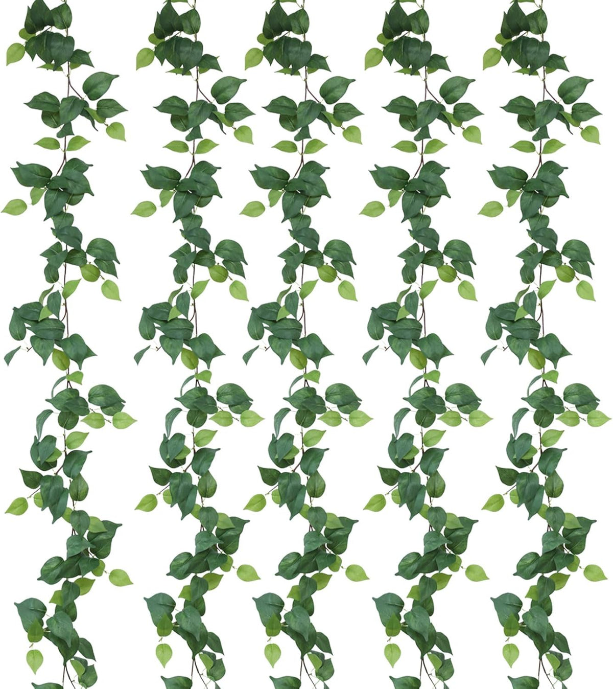 mizii 5 Pack 365" Artificial Scindaps Vines Garland Fake Vine with Silk Green Leaves Faux Hanging