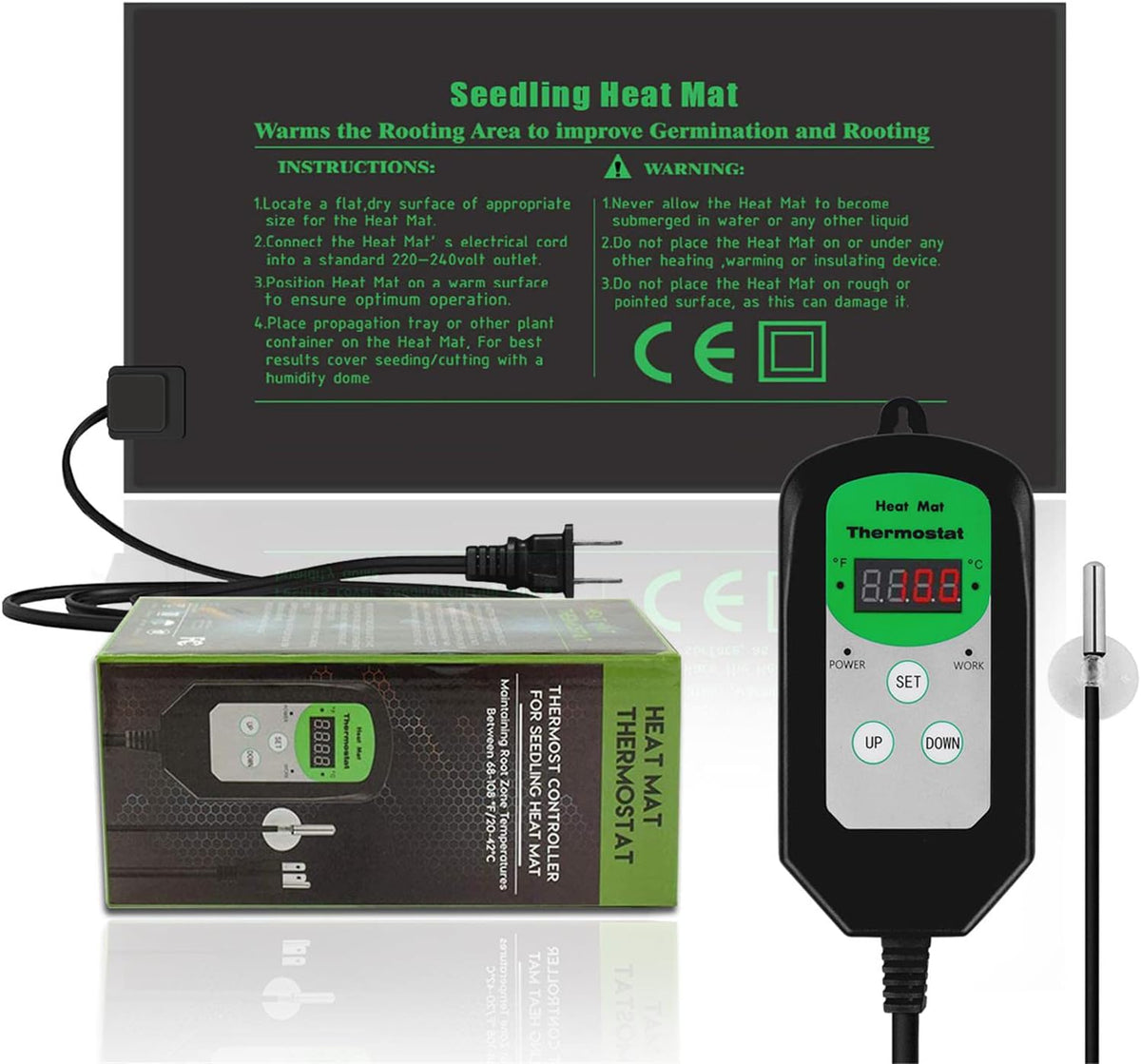 Seedling Heat Mat with Thermostat 40-108 Degrees Fahrenheit Warming Pad, Warm Hydroponic Heating