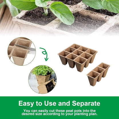 10 Pack Seedling Starter Trays - 120 Cells,Biodegradable Seed Starter Trays for