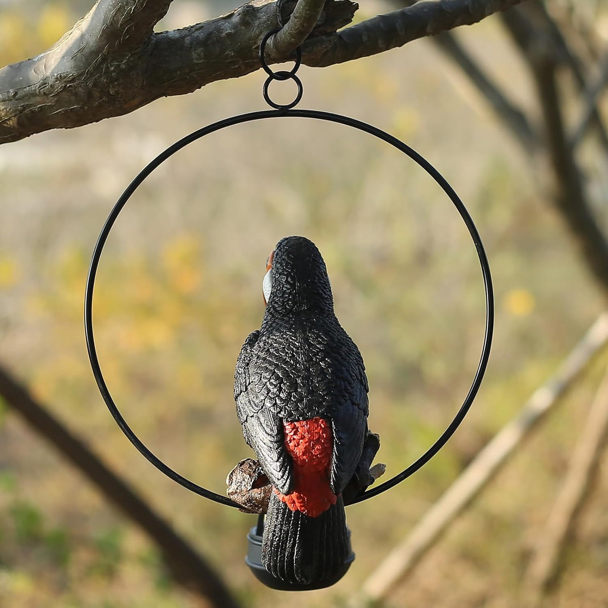 Solar Toucan Tree Hug Tree Decoration Hanging Garden Statue 12.5-inch Resin Tropical Animal Lawn