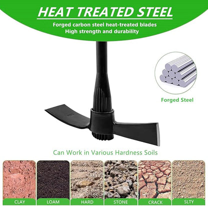 Garden Pick Cutter Mattock, 36" Heavy Duty Pick Axe with Forged Heat Treated Steel Blades Hoe for