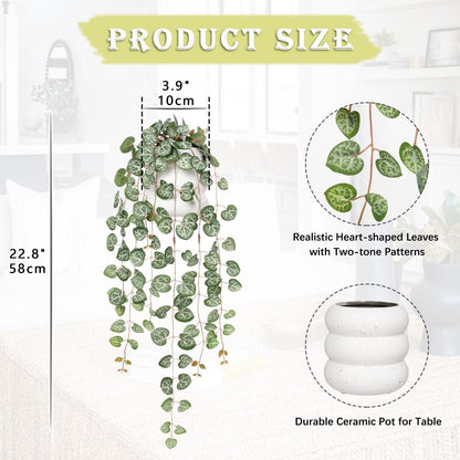 Briful Artificial Plants Indoor Fake Hanging Plants with Bubble Pot Faux Potted Greenery Silk