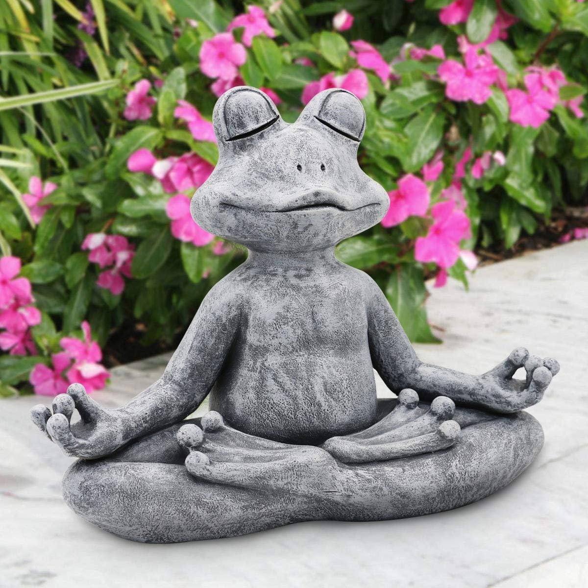 Goodeco 12.5" L×10" H Meditating Yoga Frog Statue - Gifts for Women/Mom, Zen Garden Frog Figurines