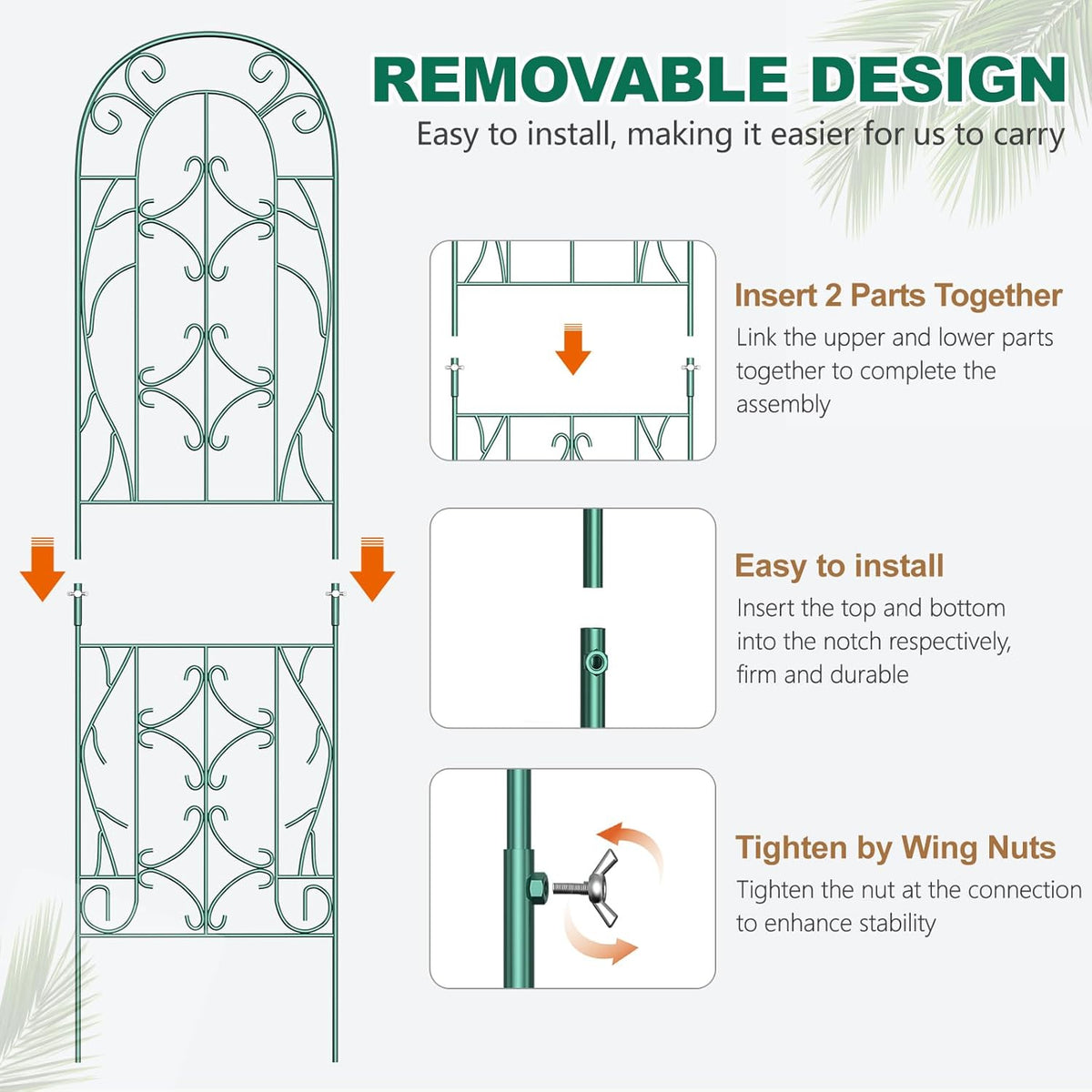 4 Pack Metal Garden Trellis for Climbing Plants,Green Metal Garden Trellis for Vines Plant Rose