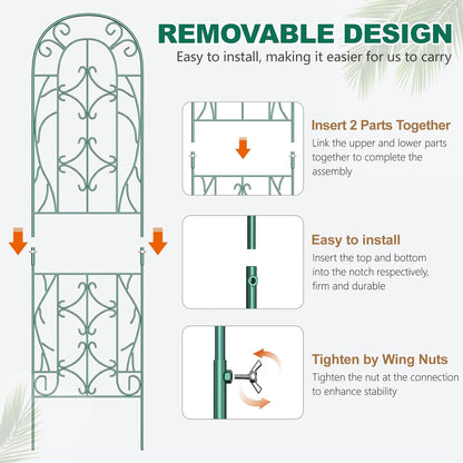 4 Pack Metal Garden Trellis for Climbing Plants,Green Metal Garden Trellis for Vines Plant Rose