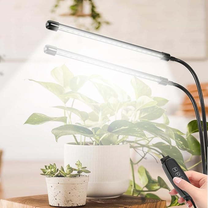 Grow Lights for Indoor 6000K White Red 40 LEDs, Full Spectrum 9-Level Dimmable Indoor Plant Growing
