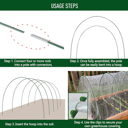 MAXPACE Greenhouse Hoops for DIY Grow Tunnels Less Than 2.7ft Wide, Rust-Free Fiberglass Support