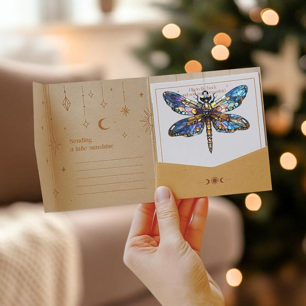 Boho Dragonfly Acrylic Suncatcher Stained Glass Effect Window Car Hanging Christmas Ornament Indoor